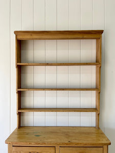 A Beautiful Pine Welsh Dresser or Cupboard with Brass Hardware c1890