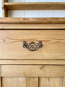 A Beautiful Pine Welsh Dresser or Cupboard with Brass Hardware c1890