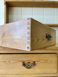 A Beautiful Pine Welsh Dresser or Cupboard with Brass Hardware c1890