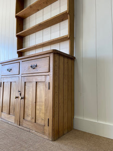 A Beautiful Pine Welsh Dresser or Cupboard with Brass Hardware c1890