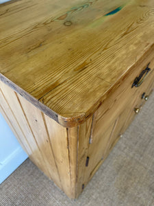 A Beautiful Pine Welsh Dresser or Cupboard with Brass Hardware c1890