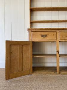 A Beautiful Pine Welsh Dresser or Cupboard with Brass Hardware c1890