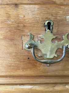 An Antique English Pine Chest of Drawers or Dresser with Brass Hardware c1890