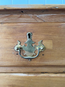 An Antique English Pine Chest of Drawers or Dresser with Brass Hardware c1890