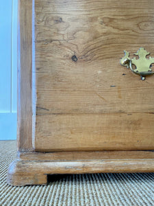 An Antique English Pine Chest of Drawers or Dresser with Brass Hardware c1890