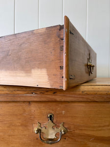 An Antique English Pine Chest of Drawers or Dresser with Brass Hardware c1890