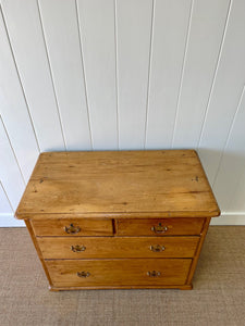 An Antique English Pine Chest of Drawers or Dresser with Brass Hardware c1890