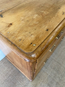 An Antique English Pine Chest of Drawers or Dresser with Brass Hardware c1890