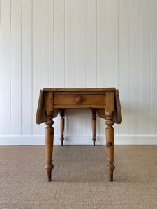 An Antique English Country Pine Drop Leaf 4.5 ft Kitchen Dining Table c1890