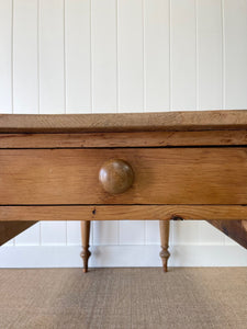 An Antique English Country Pine Drop Leaf 4.5 ft Kitchen Dining Table c1890