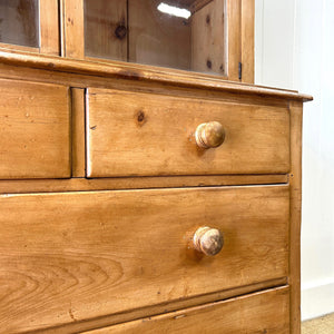 A 19th Century English Pine Bookcase Cabinet or Hutch