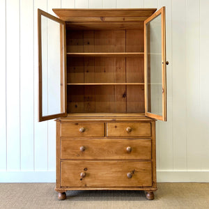 A 19th Century English Pine Bookcase Cabinet or Hutch