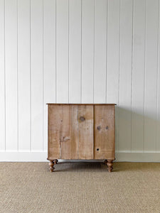 A Charming English Pine Deep and Low Chest of Drawers Dresser with Wooden Knobs c1890