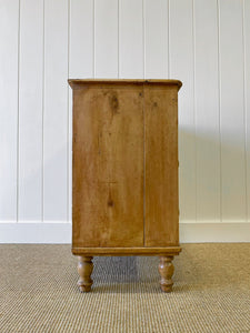 A Charming English Pine Chest of Drawers Dresser with Wooden Knobs c1890