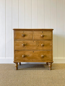 A Charming English Pine Chest of Drawers Dresser with Wooden Knobs c1890