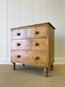 A Charming English Pine Chest of Drawers Dresser with Wooden Knobs c1890