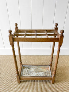 19th Century English Pine Umbrella or Stick Stand with Underplate c1890