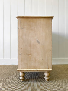 A Charming English Pine Chest of Drawers Dresser with Wooden Knobs c1890