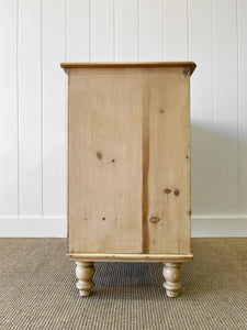 A Charming English Pine Chest of Drawers Dresser with Wooden Knobs c1890