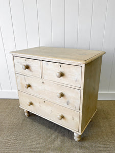 A Charming English Pine Chest of Drawers Dresser with Wooden Knobs c1890