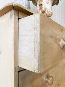 A Charming English Pine Chest of Drawers Dresser with Wooden Knobs c1890