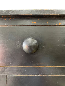 A Large English Ebonized Pine Black Chest of Drawers Dresser c1890