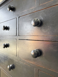 A Large English Ebonized Pine Black Chest of Drawers Dresser c1890