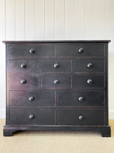 A Large English Ebonized Pine Black Chest of Drawers Dresser c1890