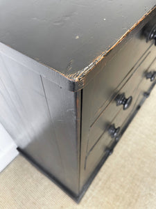 A Large English Ebonized Pine Black Chest of Drawers Dresser c1890