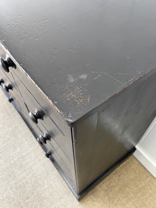 A Large English Ebonized Pine Black Chest of Drawers Dresser c1890