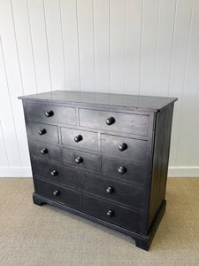 A Large English Ebonized Pine Black Chest of Drawers Dresser c1890