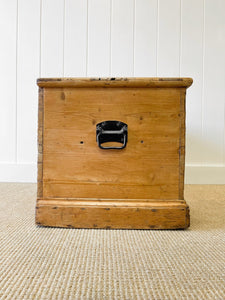 An English Pine Blanket Box or Coffee Table With Iron Handles c1890