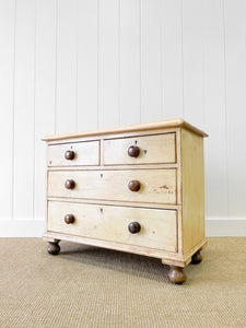 An Antique English Painted Pine Chest of Drawers Dresser Tulip Feet c1890