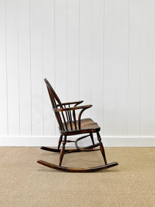 A Country Elm and Oak Windsor Rocking Chair