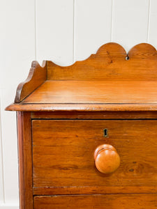 An Antique English Pine Chest of Drawers Dresser c1890 with Gallery