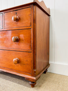 An Antique English Pine Chest of Drawers Dresser c1890 with Gallery