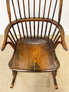 A Country Elm and Oak Windsor Rocking Chair