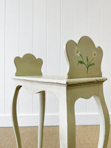 A Dainty French Book End Table with Painted Daisies