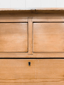 An Antique English Pine Chest of Drawers Dresser on Tulip Feet c1890