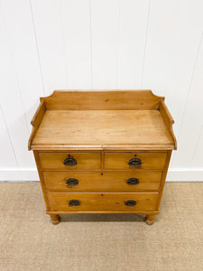 An Antique English Pine Chest of Drawers Dresser on Tulip Feet c1890