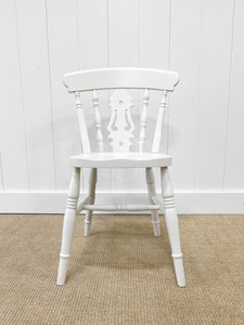 A Vintage Set of 4 White Fiddleback Back Chairs