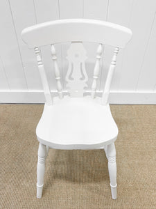 A Vintage Set of 4 White Fiddleback Back Chairs