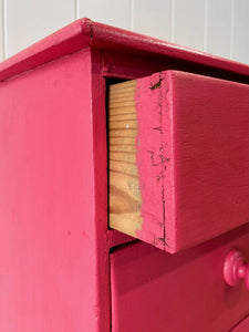 A Large Pine Raspberry Painted Chest of Drawers Dresser c1890