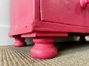 A Large Pine Raspberry Painted Chest of Drawers Dresser c1890