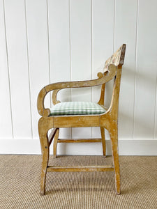 A Georgian English Painted Arm Chair Newly Upholstered c1800