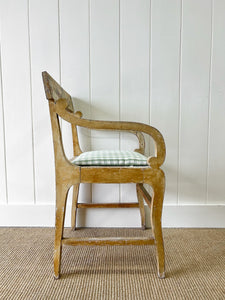 A Georgian English Painted Arm Chair Newly Upholstered c1800