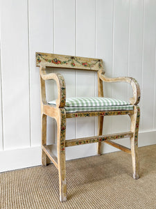 A Georgian English Painted Arm Chair Newly Upholstered c1800