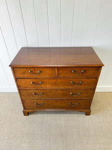 A English Georgian Oak Chest of Drawers with Swan Neck Hardware c1800