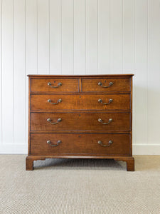 A English Georgian Oak Chest of Drawers with Swan Neck Hardware c1800