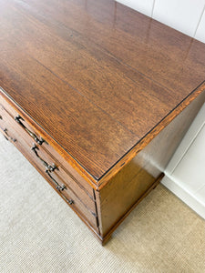 A English Georgian Oak Chest of Drawers with Swan Neck Hardware c1800